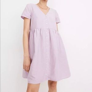 Madewell linen-blend button front dress